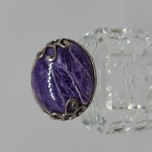 Purple Charoite and Silver Ring